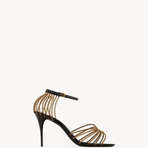 Saint Laurent BABYLONE sandales en cuir lisse et métal