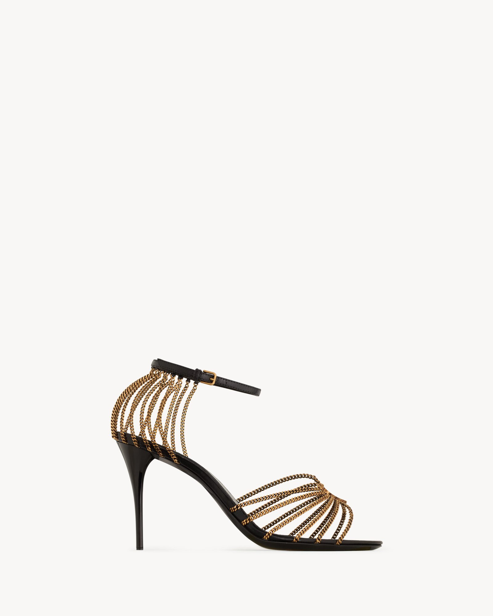 Saint Laurent BABYLONE sandales en cuir lisse et métal