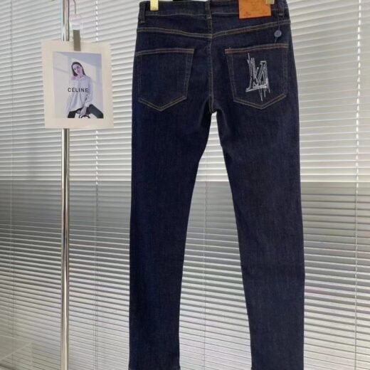 Louis Vuitton Jean denim bleu foncé avec logo brodé