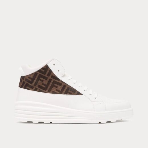 Fendi Baskets montantes FF Jacquard blanches – 35