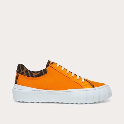 Fendi Baskets basses en toile orange – 35