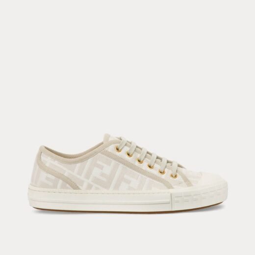 Fendi Baskets basses blanches en tissu Domino FF – 35