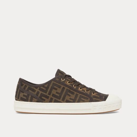 Fendi Baskets basses Domino FF en tissu marron – 35