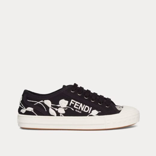 Fendi Baskets basses noires en toile Domino – 35