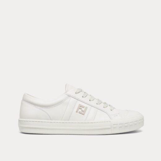 Fendi Baskets basses Domino en cuir blanc – 35