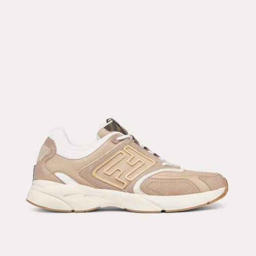Fendi Baskets basses Faster en cuir beige – 35