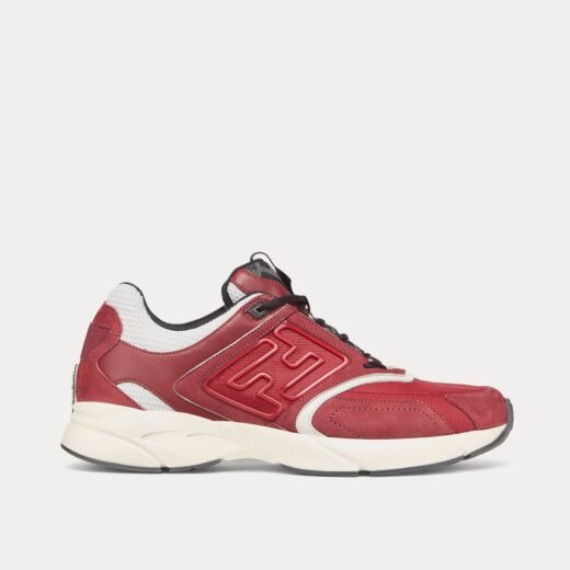 Fendi Baskets basses Faster en cuir bordeaux – 35