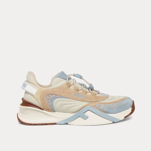 Fendi Baskets basses Flow en maille et daim bleu clair – 35