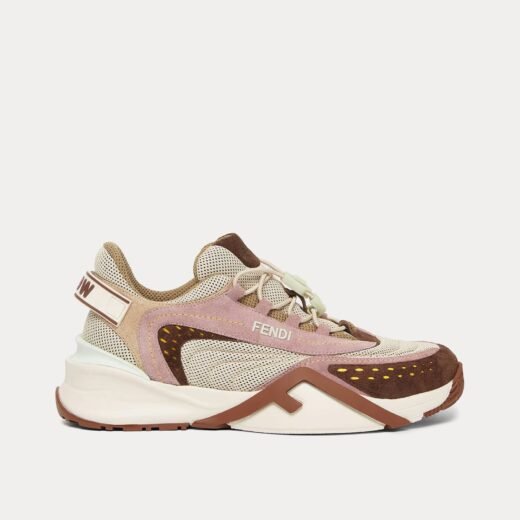 Fendi Baskets basses Flow en maille et daim marron – 35