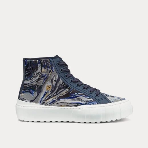 Fendi Baskets montantes Force en tissu effet marbré bleu – 35