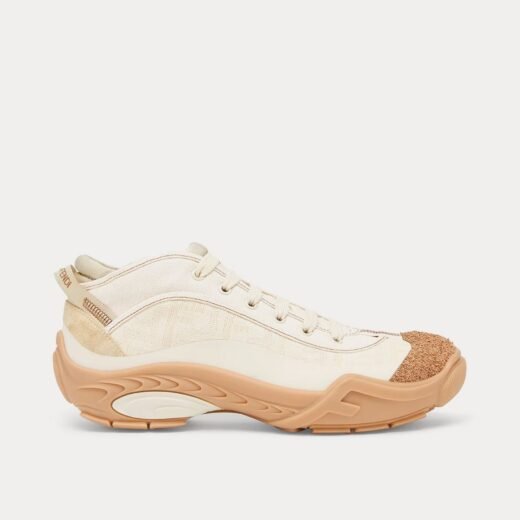 Fendi Baskets mi-hautes blanches en tissu Lab – 35