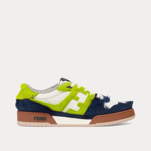 Fendi Baskets basses Match en poil de poney bleu/vert – 35
