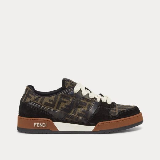 Fendi Baskets basses Match en daim FF Jacquard marron/noir – 35