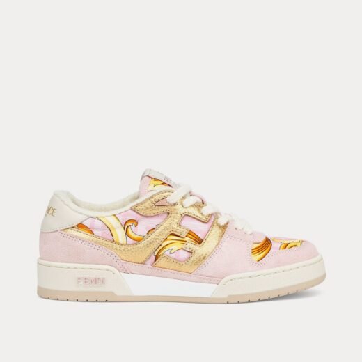 Versace Baskets basses Fendi Match Fendace en satin rose imprimé – 35