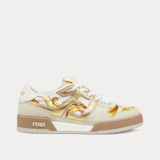 Versace Baskets basses Fendi Match Fendace en satin blanc imprimé – 35