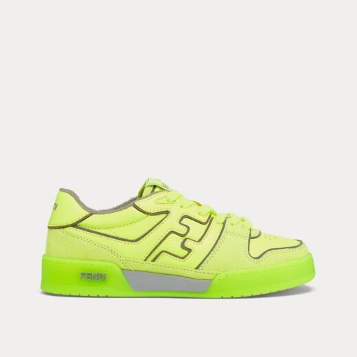 Fendi Baskets basses Match en cuir jaune fluo – 35