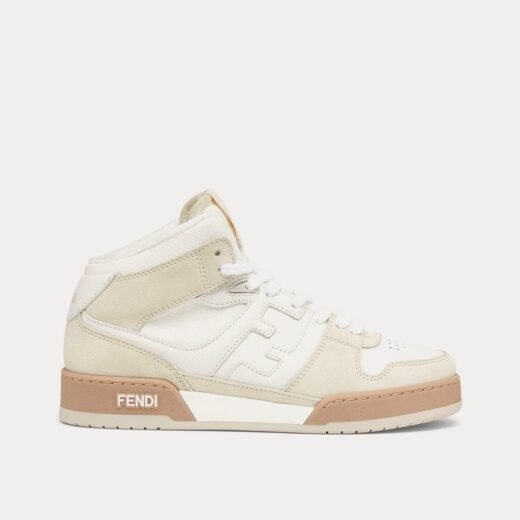 Fendi Baskets montantes Match en cuir blanc/beige – 35