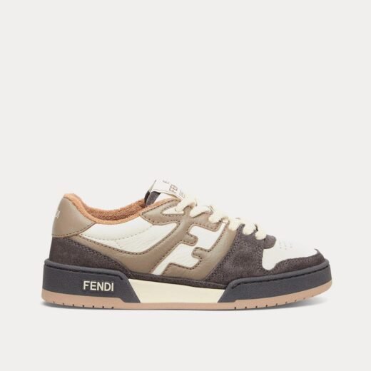 Fendi Baskets basses Match en cuir gris tourterelle / marron – 35
