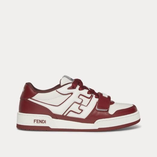 Fendi Baskets basses Match en cuir bordeaux – 35