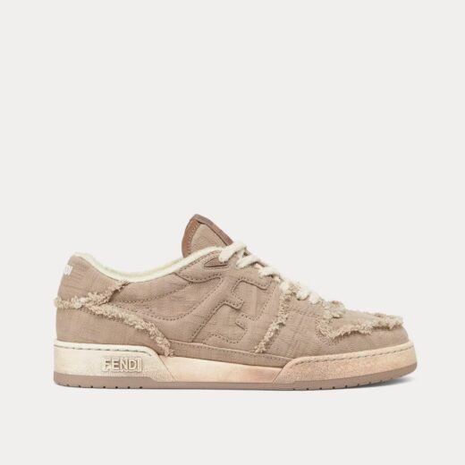 Fendi Baskets basses Match en toile beige – 35