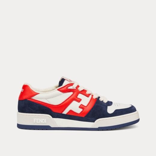 Fendi Baskets basses Match en cuir blanc/rouge/bleu – 35