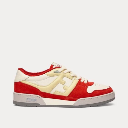 Fendi Baskets basses Match en cuir rouge – 35