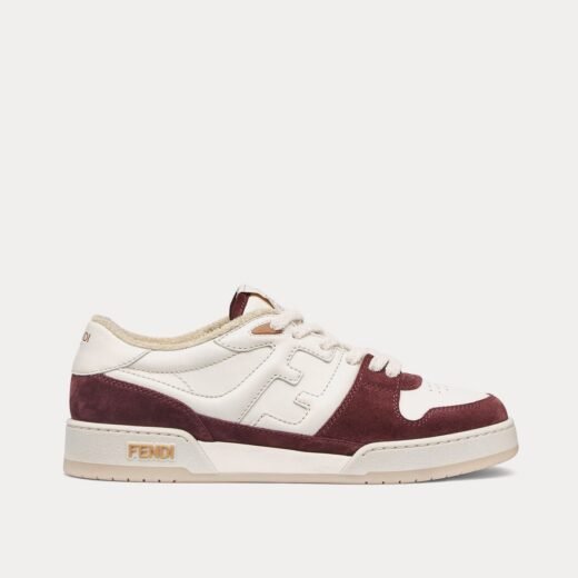 Fendi Baskets basses Match en daim blanc/bordeaux – 35