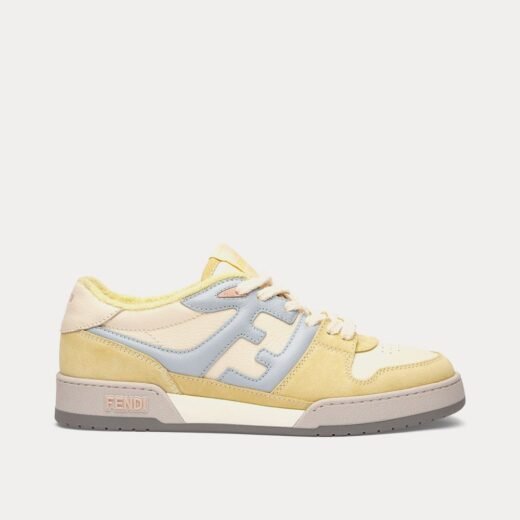 Fendi Baskets basses Match en daim jaune – 35