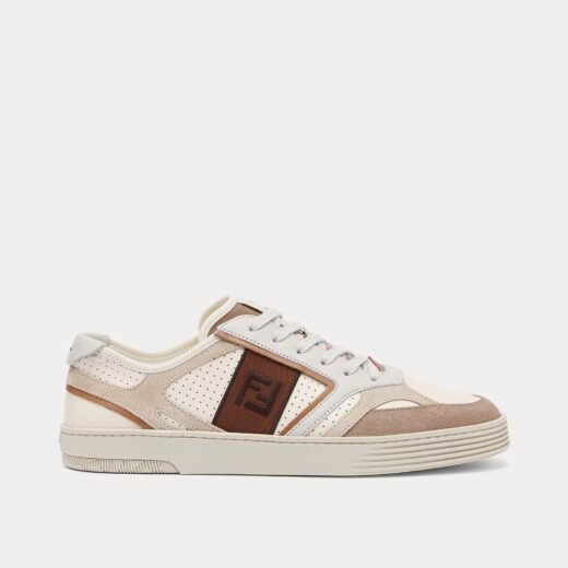 Fendi Baskets basses Step en cuir beige – 35