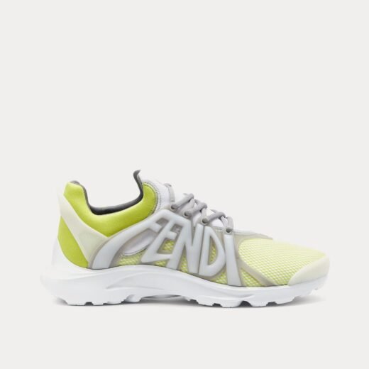 Fendi Baskets basses jaunes en maille technique Tag – 35