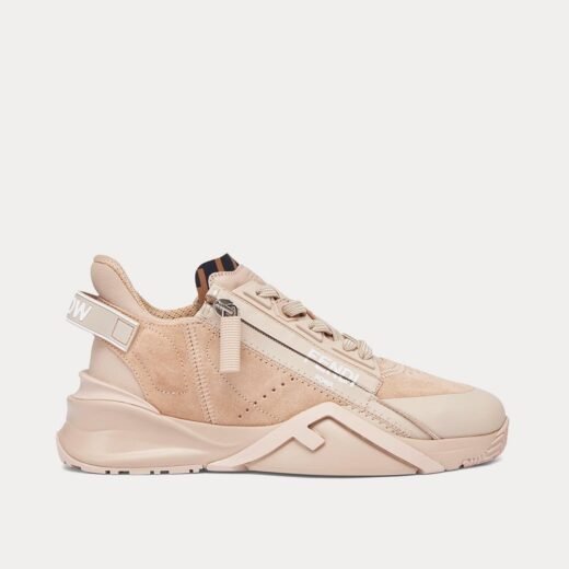 Fendi Baskets basses Flow en cuir beige – 35