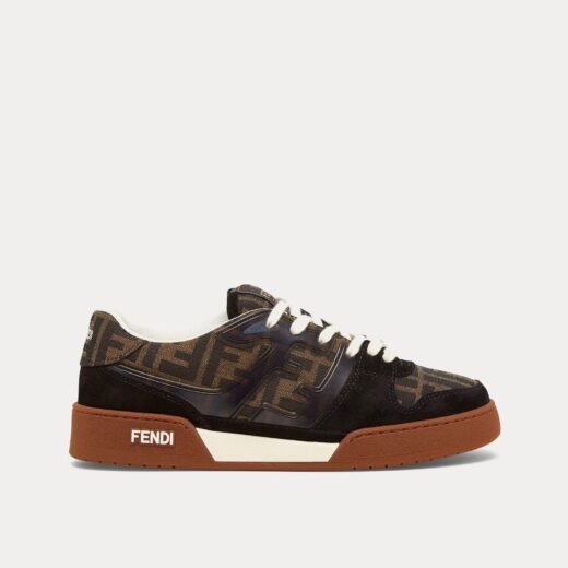 Fendi Baskets basses by Stefano Pilati Match FF en toile et daim noir/marron/tabac – 35