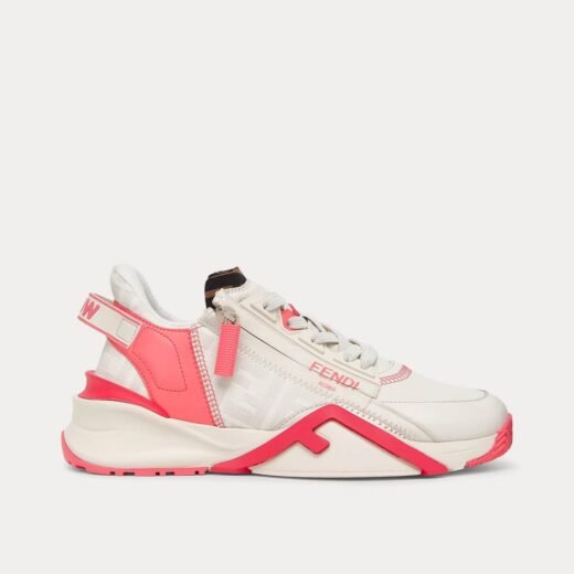 Fendi Baskets basses Flow en cuir blanc/rose – 35