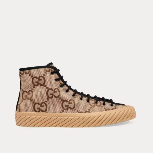Gucci Baskets montantes Maxi GG en toile camel/ébène – 35