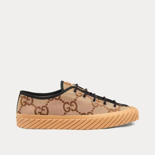 Gucci Baskets basses Maxi GG en toile camel/ébène – 35