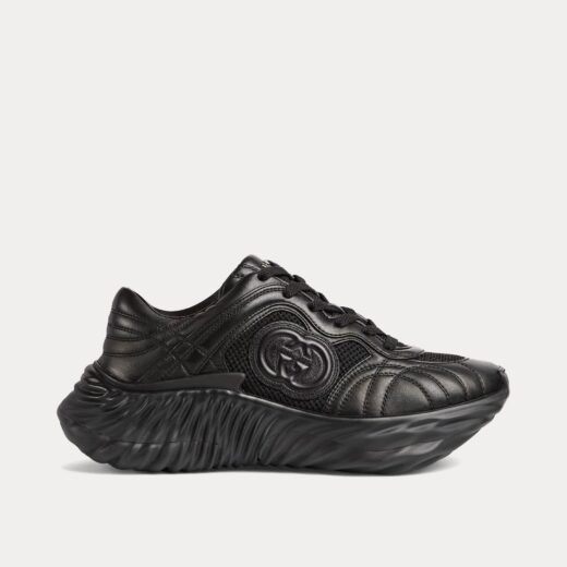 Gucci Baskets basses en cuir noir avec G entrelacés – 35