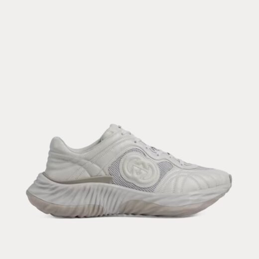 Gucci Baskets basses en cuir gris avec G entrelacés – 35
