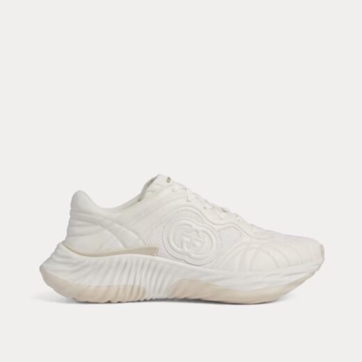 Gucci Baskets basses en cuir blanc cassé avec G entrelacés – 35