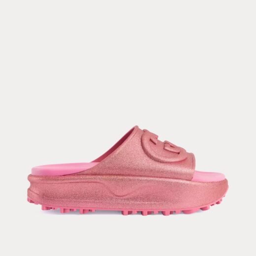 Gucci Claquettes Interlocking G métallisées rose – 35