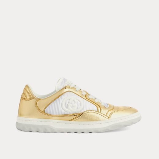 Gucci Baskets basses MAC80 en cuir métallisé doré – 35