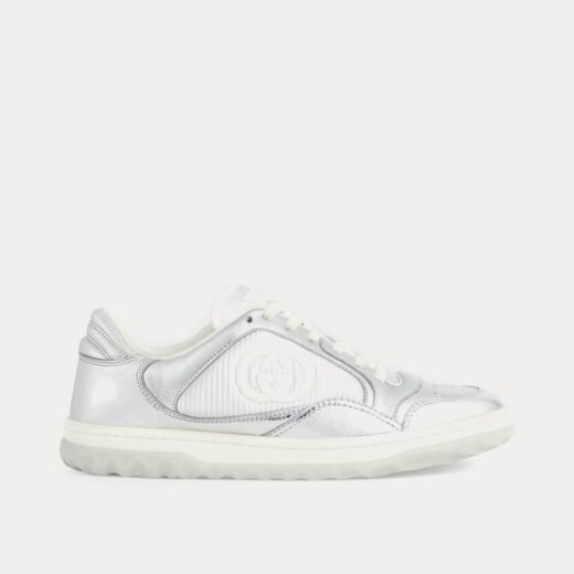 Gucci Baskets basses MAC80 en cuir métallisé argent – 35
