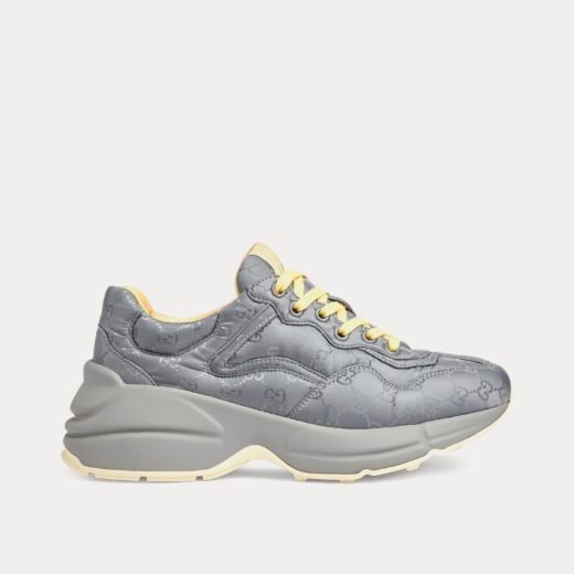 Gucci Baskets basses Rhyton GG en nylon gris – 35