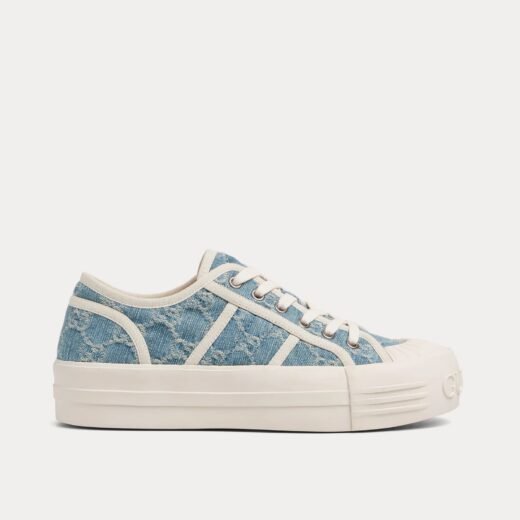 Gucci Baskets basses Chunky en denim GG bleu clair – 35