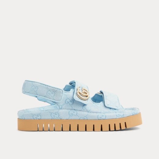 Gucci Sandales Double G en toile GG bleu clair – 35