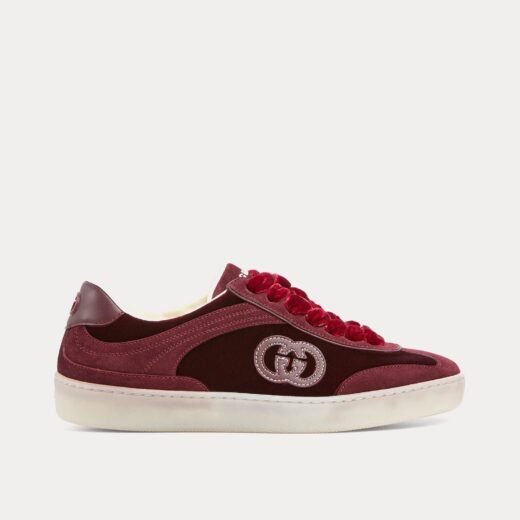 Gucci Baskets basses G75 en velours bordeaux – 35