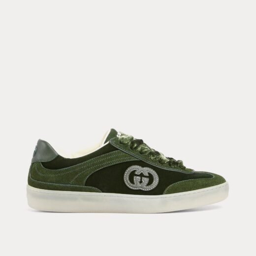 Gucci Baskets basses G75 en velours vert foncé – 35