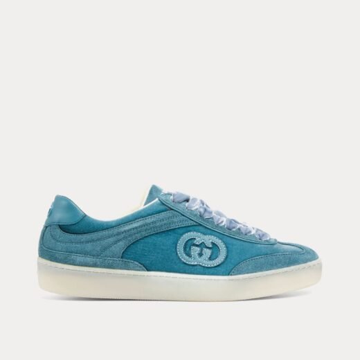 Gucci Baskets basses G75 en velours bleu sarcelle foncé – 35