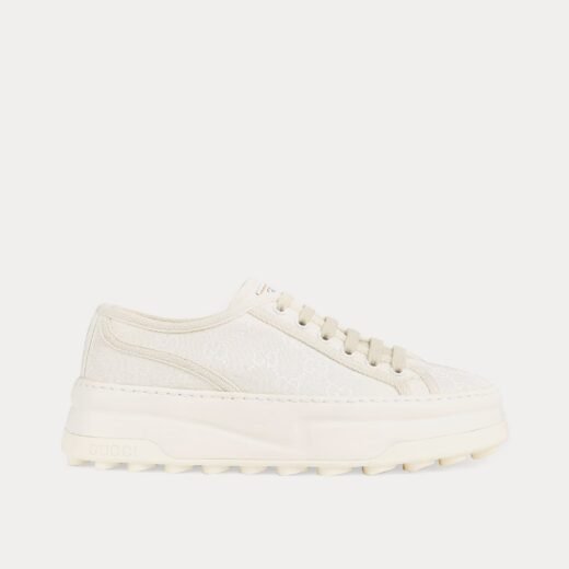 Gucci Baskets basses blanches en toile GG Original – 35