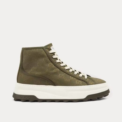 Gucci Baskets montantes vertes en toile GG Original – 35