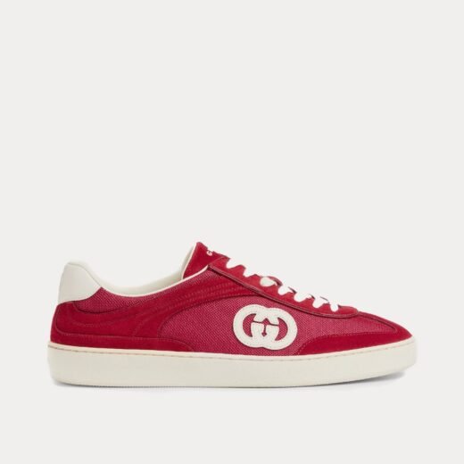 Gucci Baskets basses en daim rouge avec G entrelacés – 35